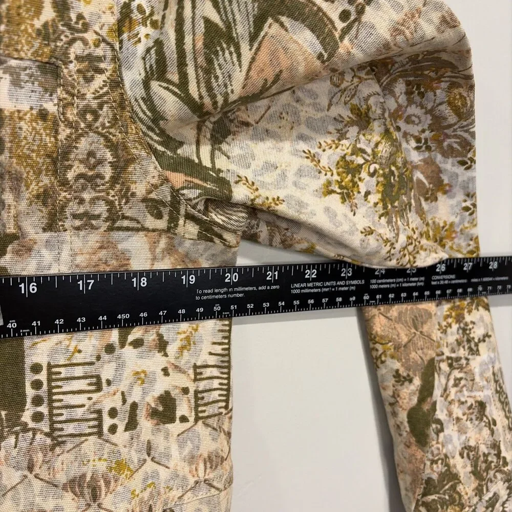 Pilcro Anthropologie The Fielder Mixed Media Distressed Patchwork Shacket Sz S